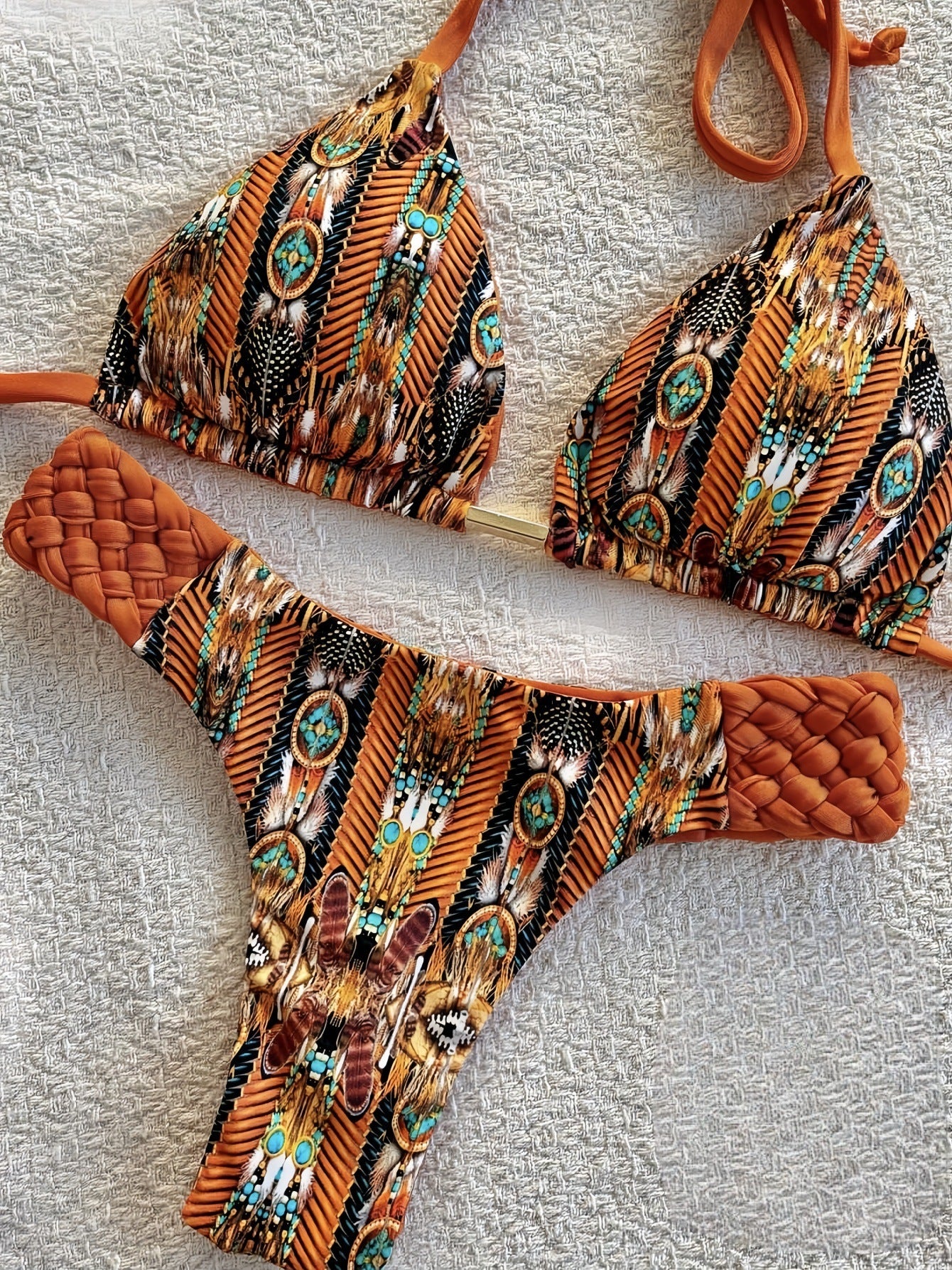 Braid Rope Print Bikini For Women