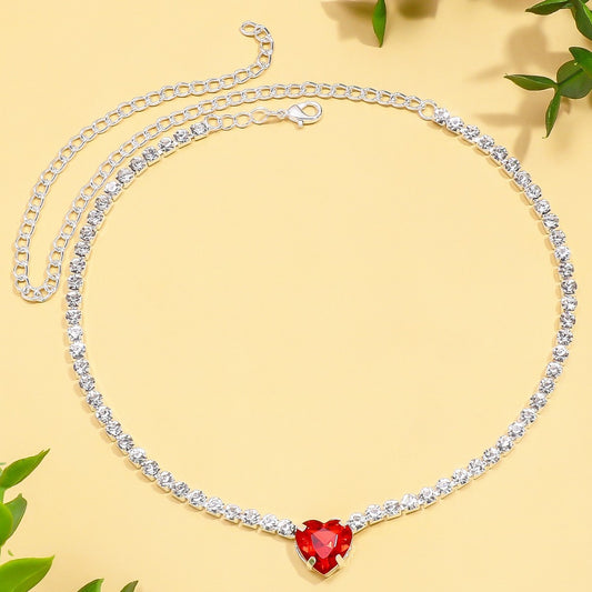 Trendy Colorful Love Collarbone Chain Versatile High-end Necklace