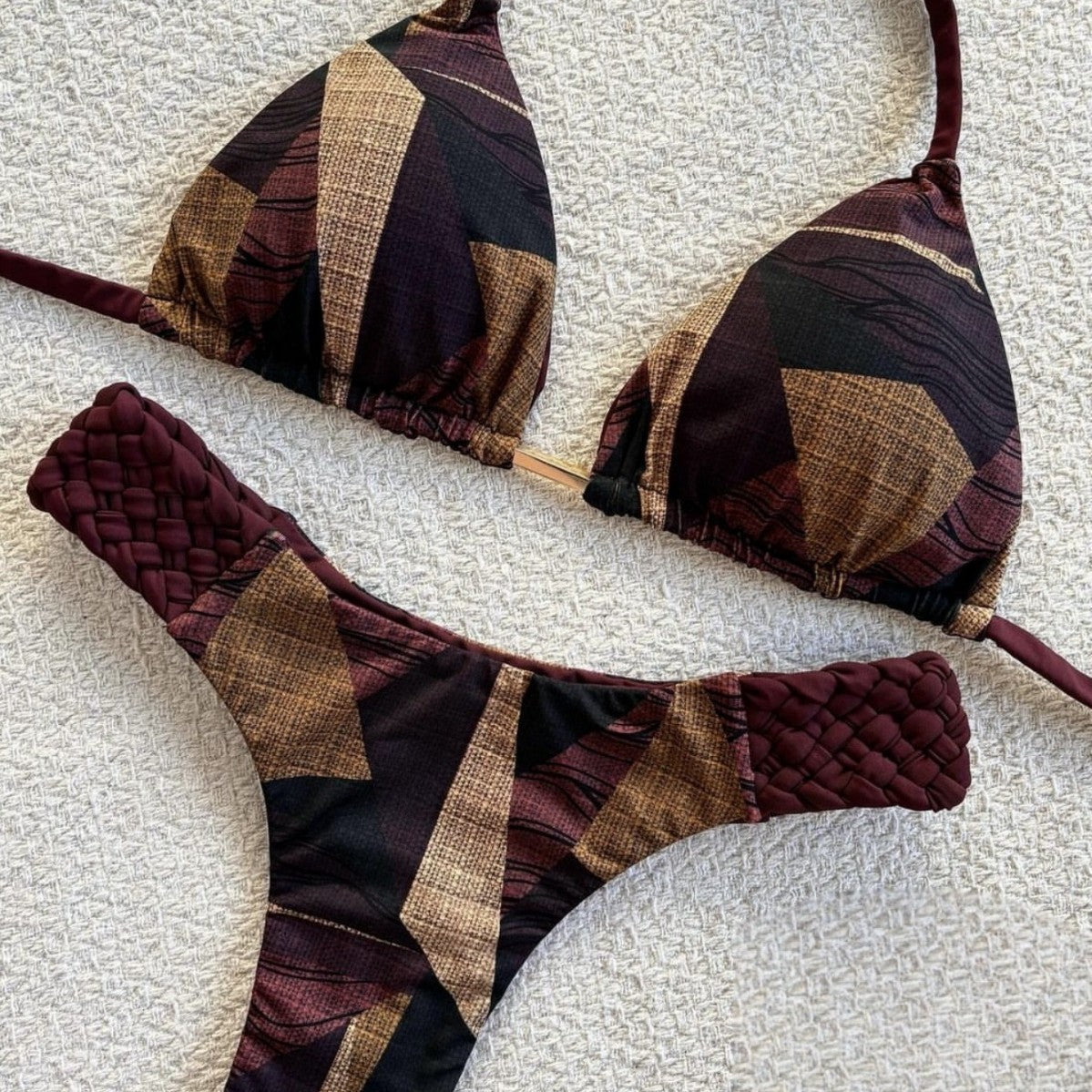 Braid Rope Print Bikini For Women