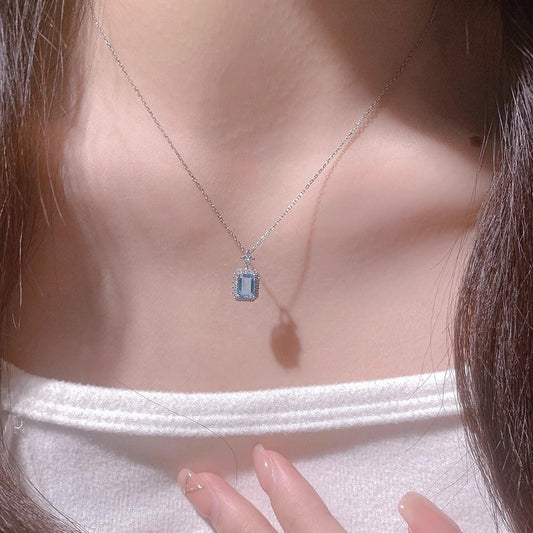Blue Sea Shining Diamond Necklace High-end Versatile