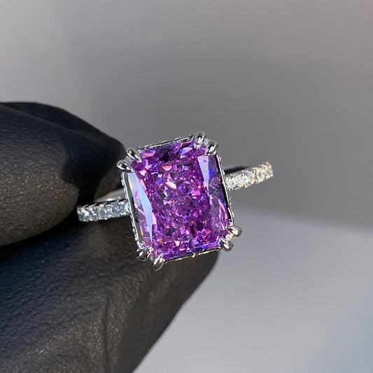 Icy Flower Purple Spodumene Zircon Open Ring
